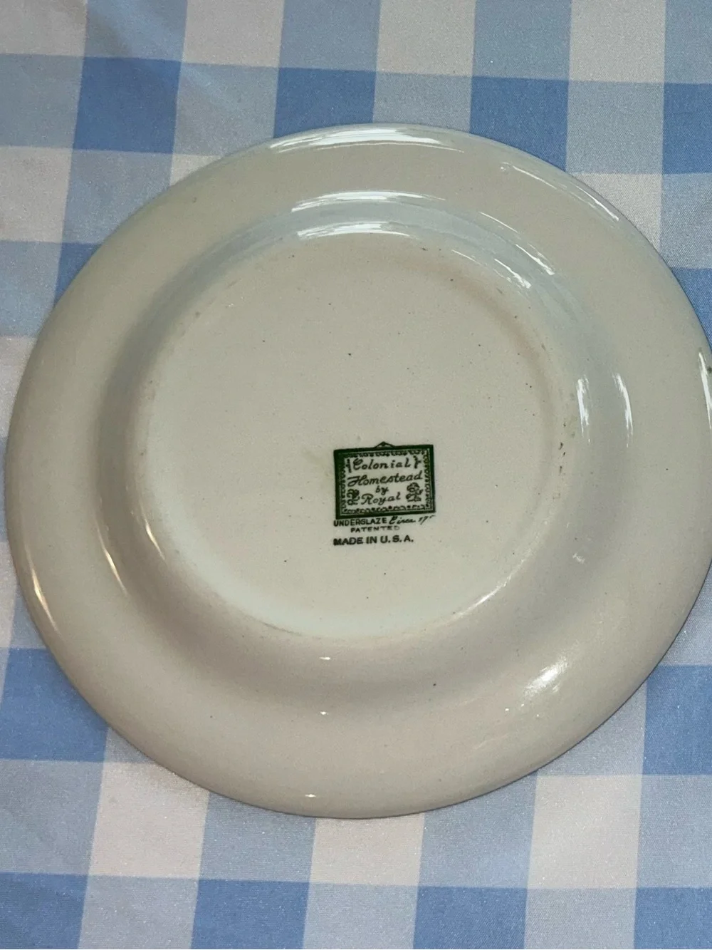 Vintage 1950’s Colonial Homestead Green Dinner Plate set of 2